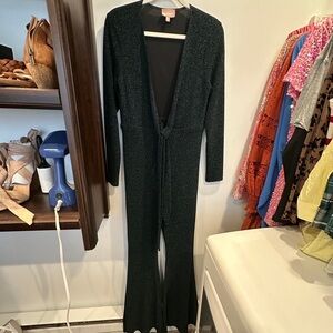 Show Me Your MuMu Sparkling Green and Black Jumpsuit